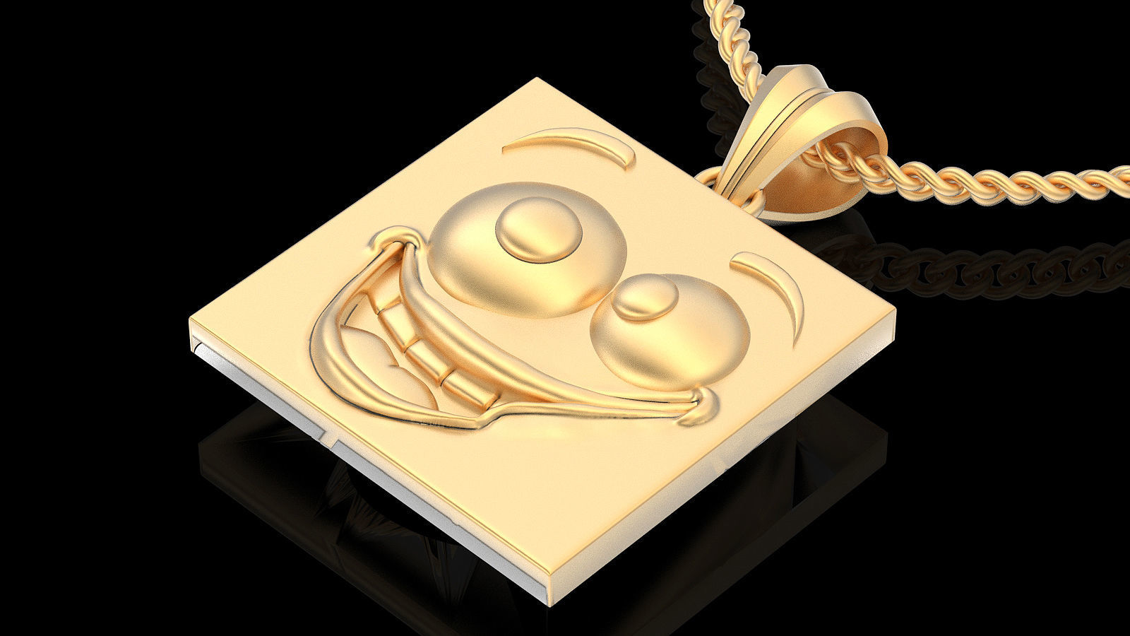 Emoji face comic pendant silver gold jewelry 3D printable model 3D print model_2