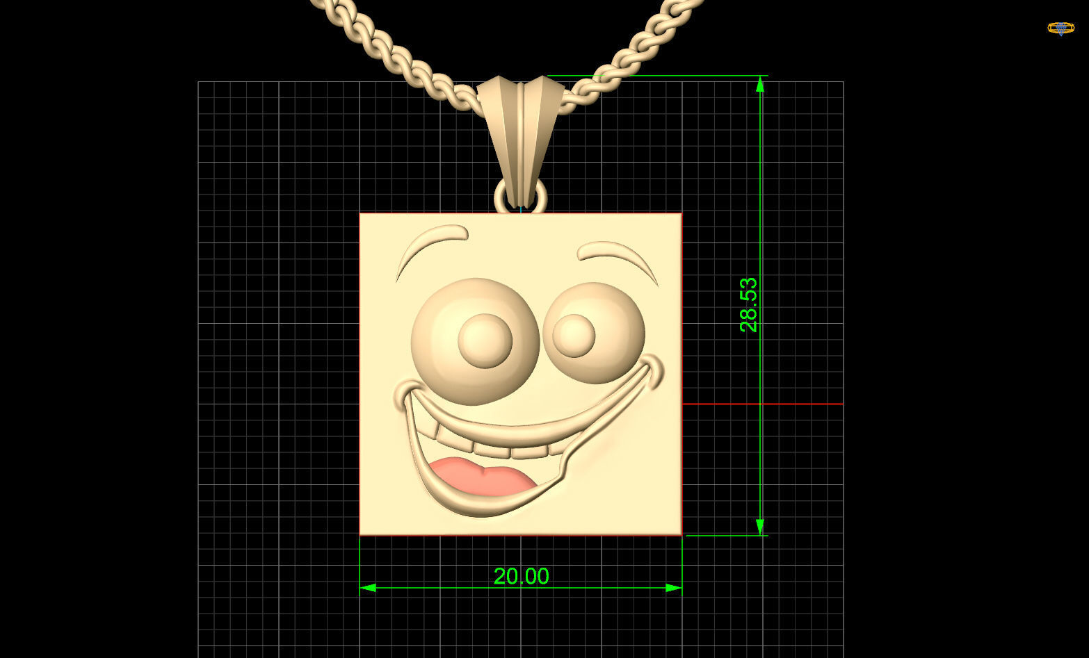 Emoji face comic pendant silver gold jewelry 3D printable model 3D print model_7