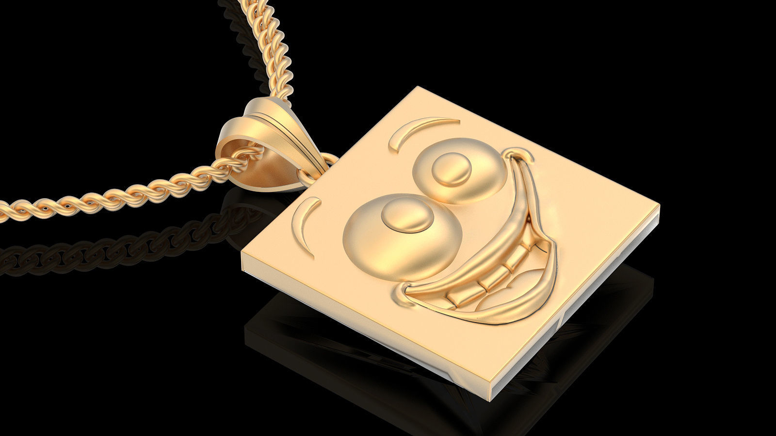 Emoji face comic pendant silver gold jewelry 3D printable model 3D print model_1