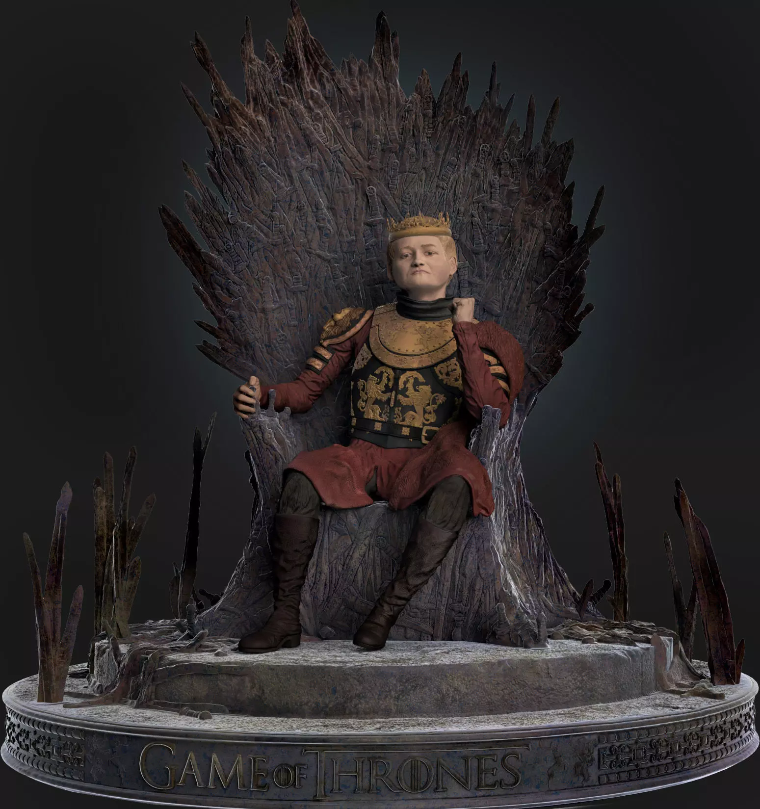 Joffrey Baratheon On The Iron Throne 3D print model_0
