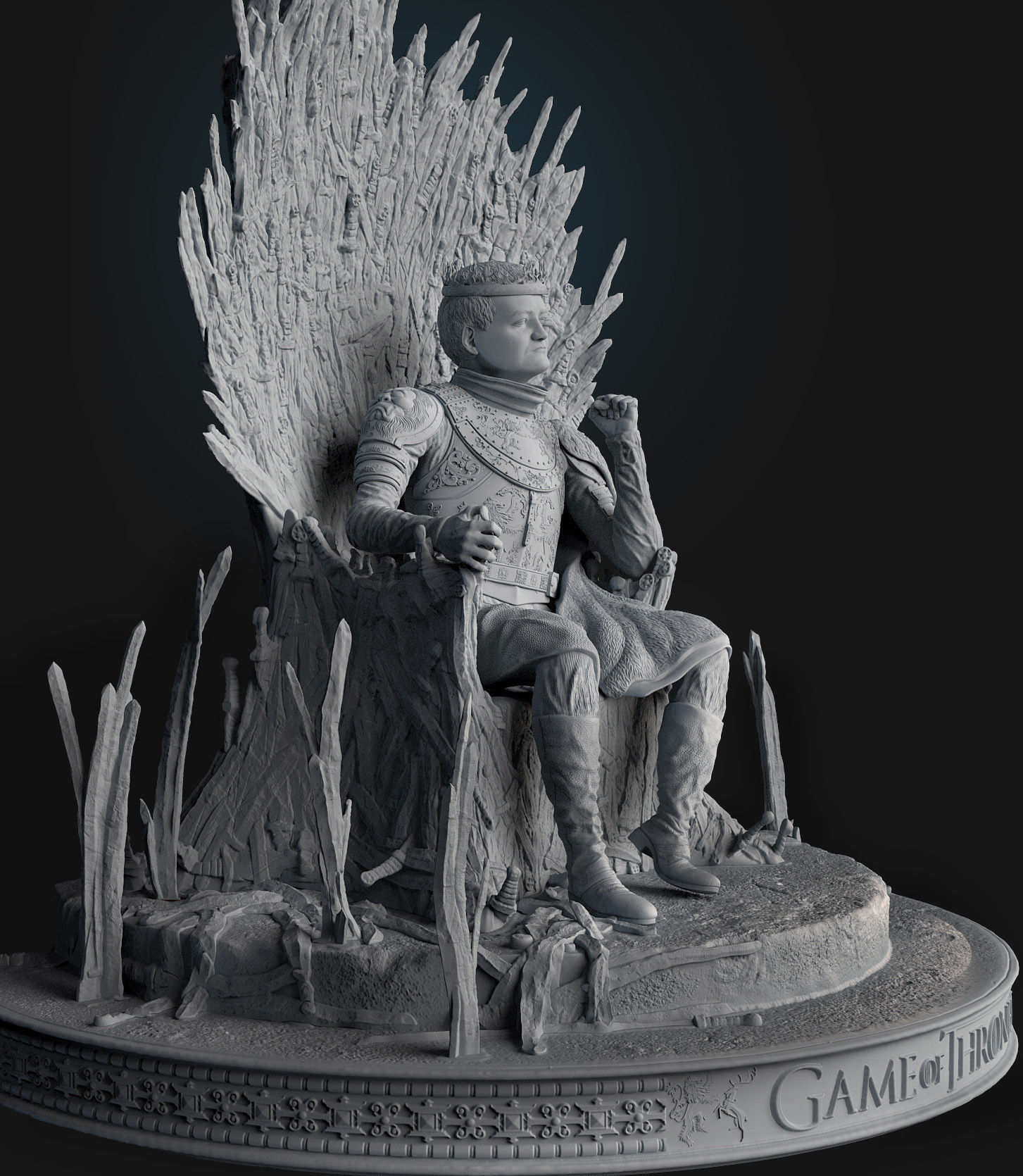 Joffrey Baratheon On The Iron Throne 3D print model_3
