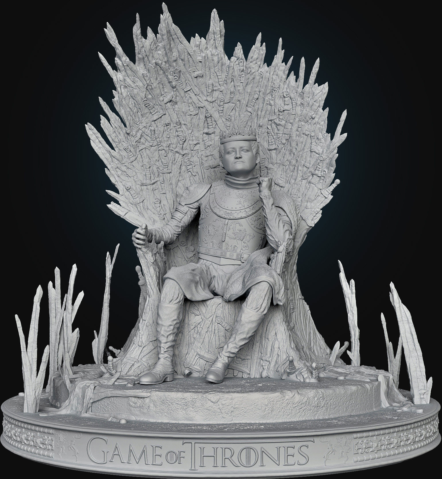Joffrey Baratheon On The Iron Throne 3D print model_1
