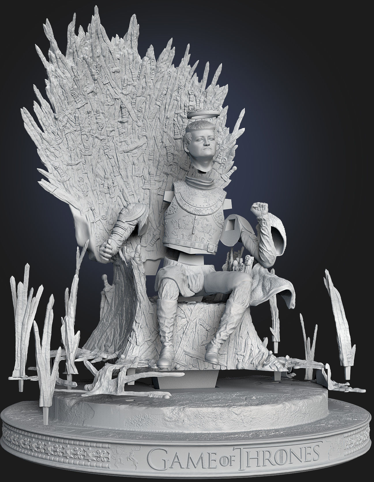 Joffrey Baratheon On The Iron Throne 3D print model_6