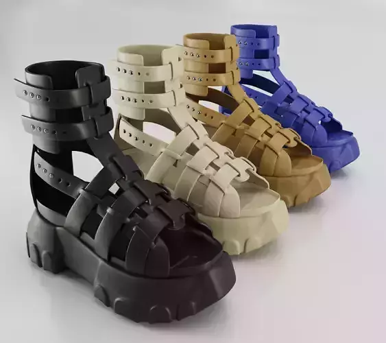 Sandals  Rick Owens  Low-poly 3D model