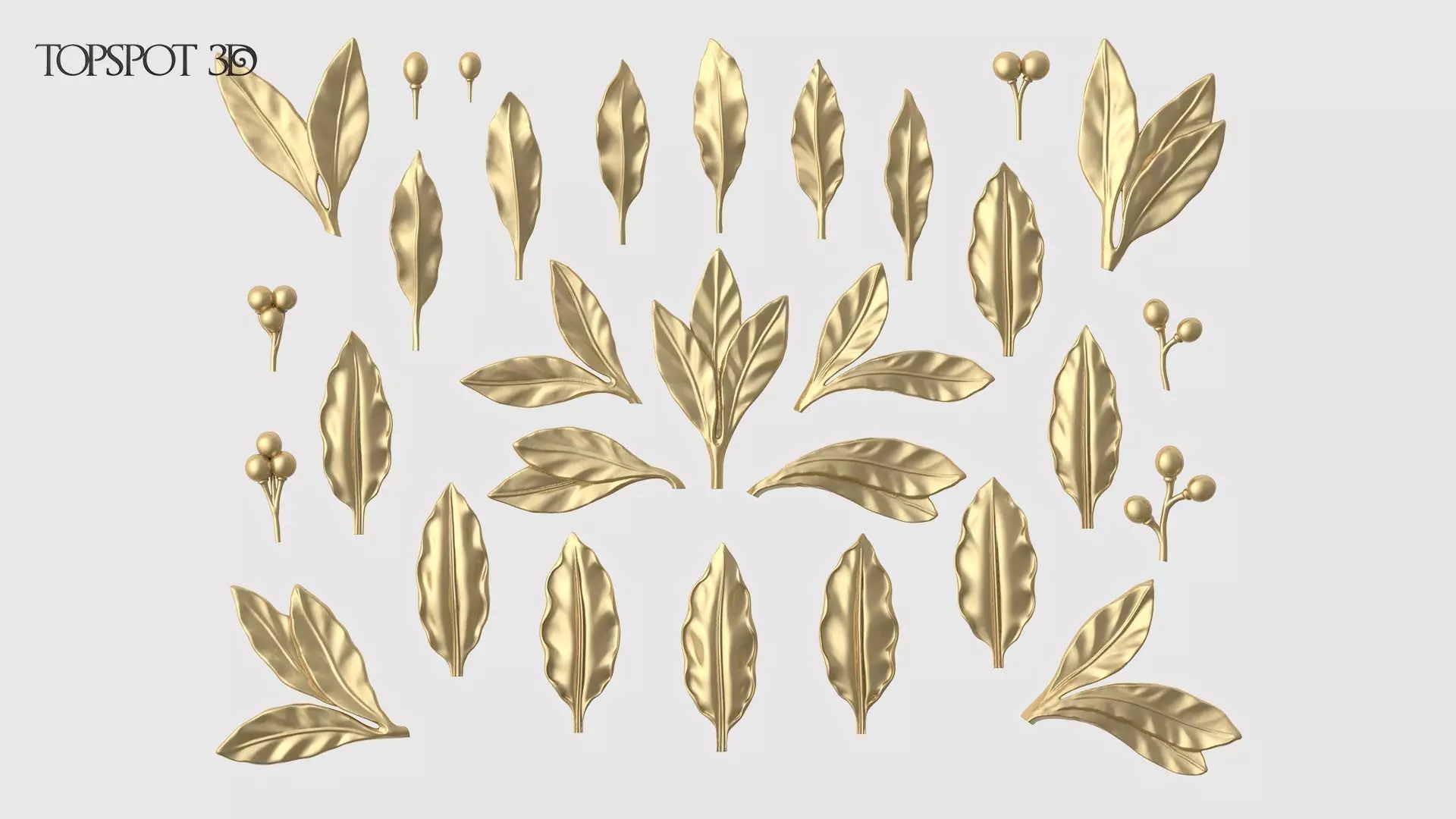 Laurel Leaves Set 3D print model_0