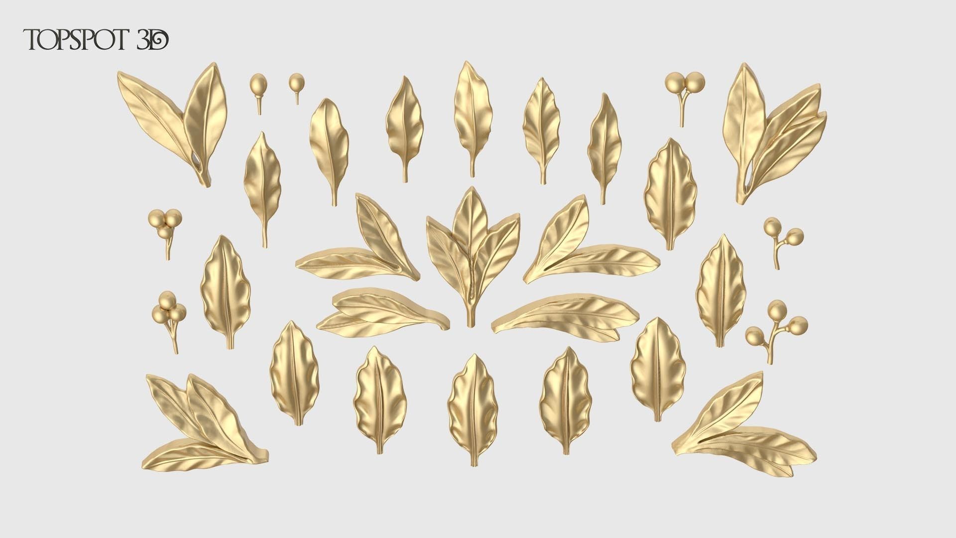 Laurel Leaves Set 3D print model_2