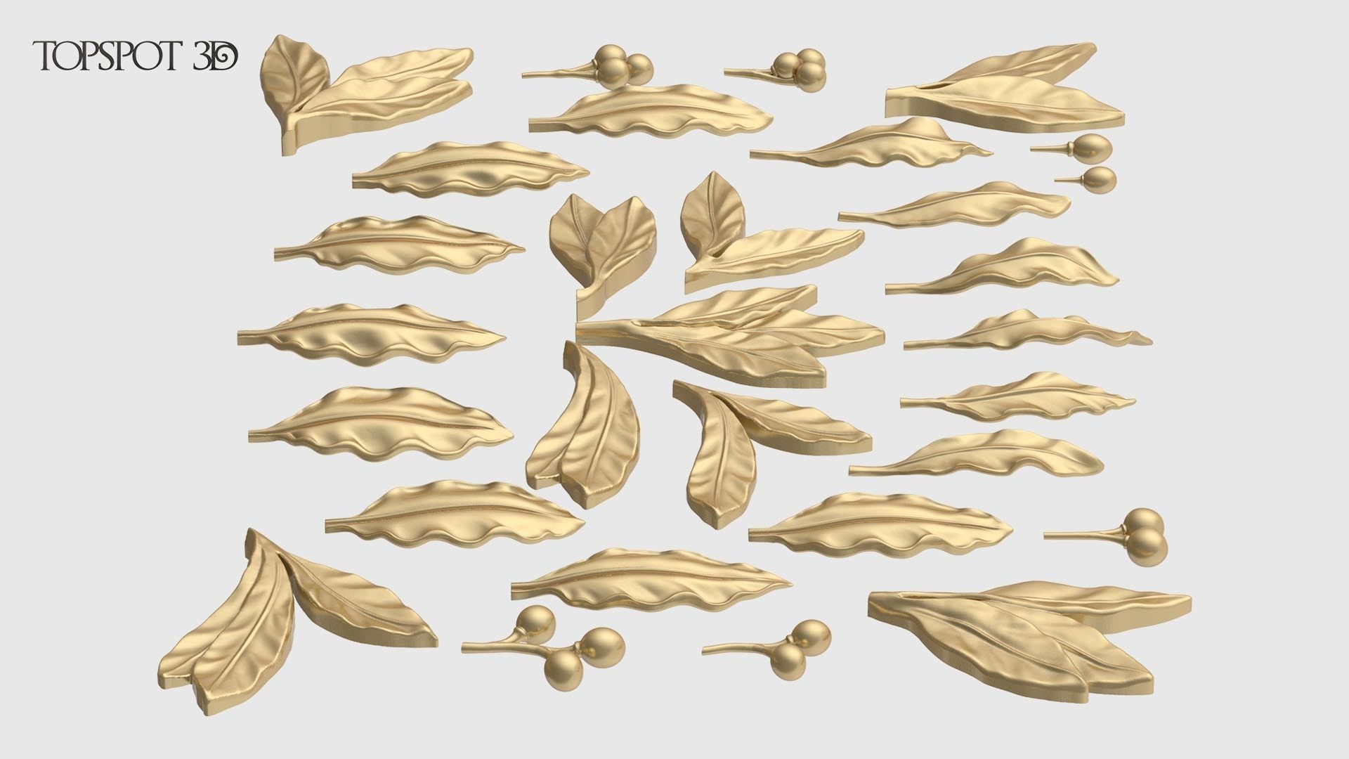 Laurel Leaves Set 3D print model_5