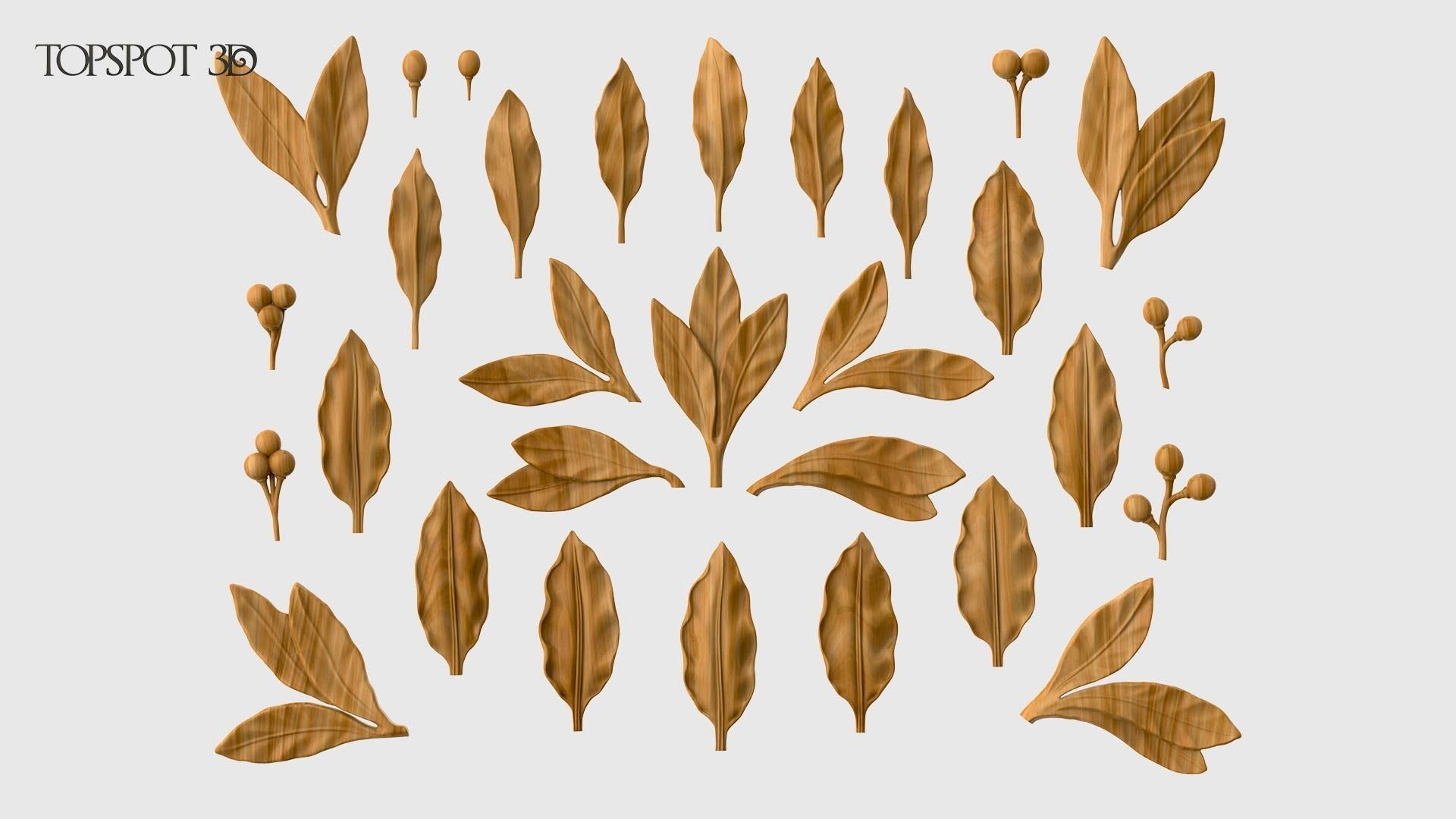 Laurel Leaves Set 3D print model_22