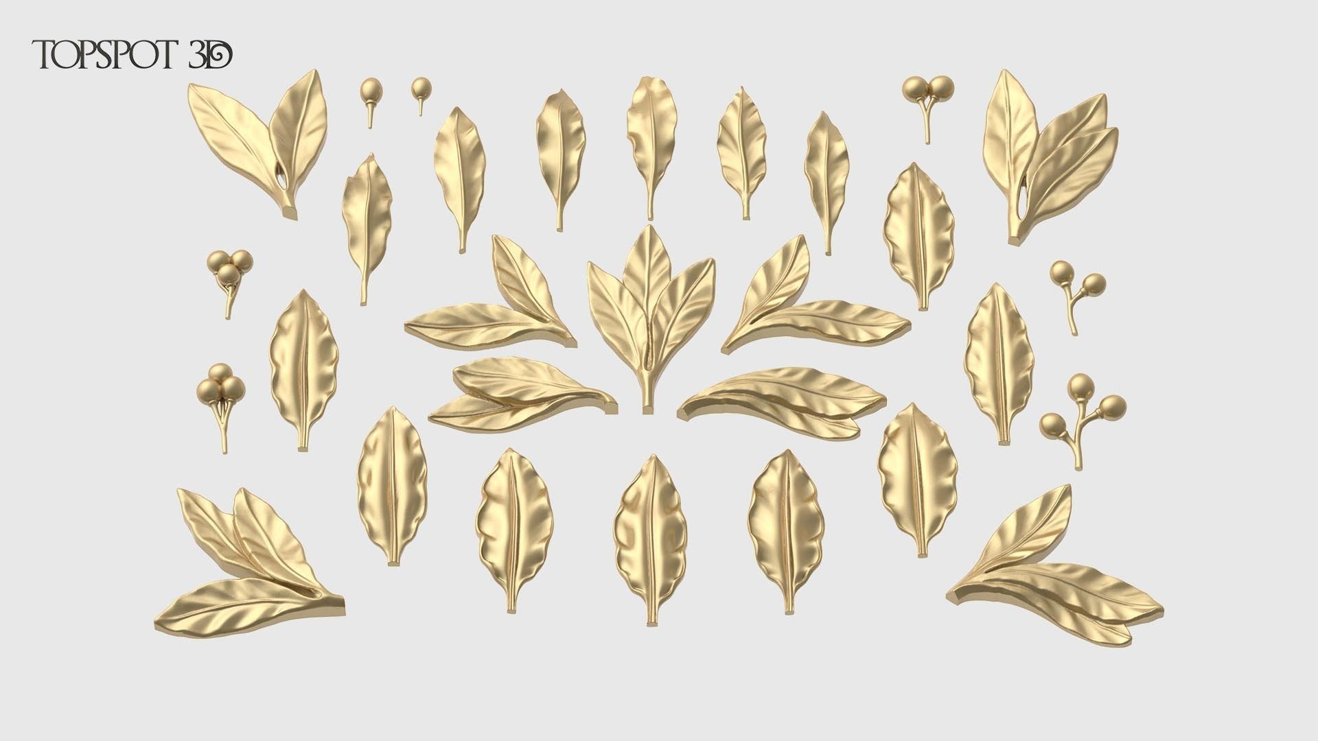 Laurel Leaves Set 3D print model_1