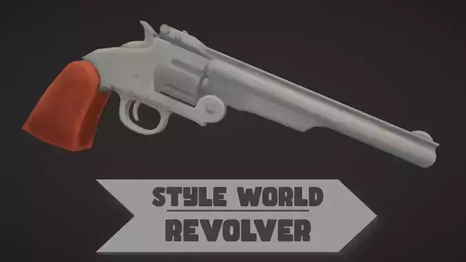 Style World - Wild West Revolver - Rigged and Animated Low-poly 3D model