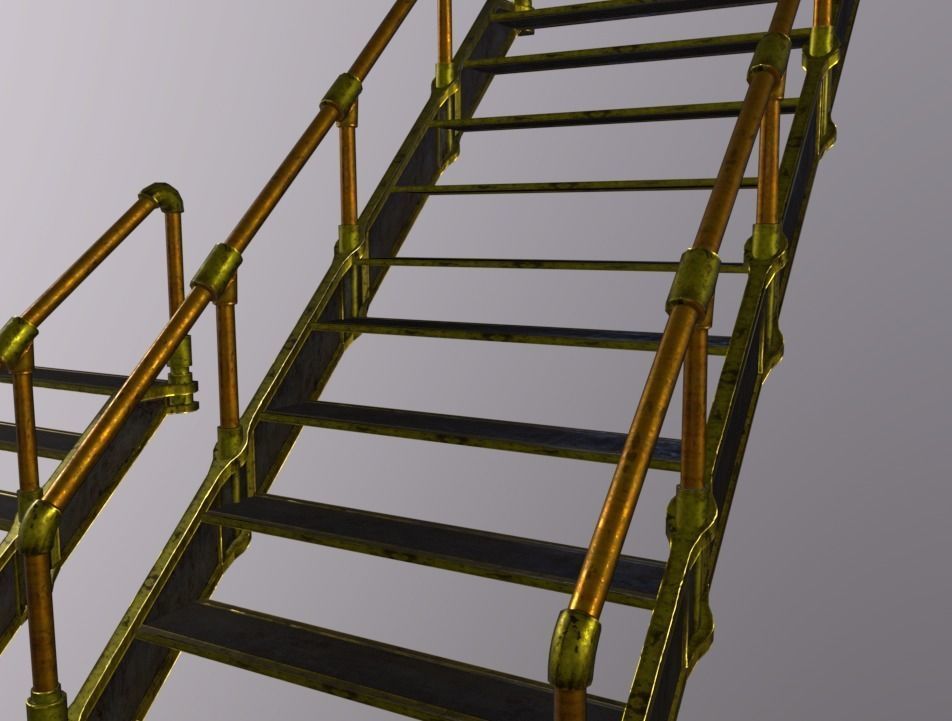 Stairs Steel Low-poly 3D model_4