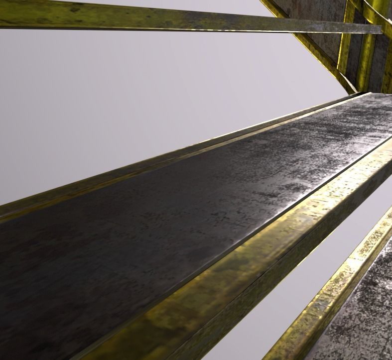 Stairs Steel Low-poly 3D model_5