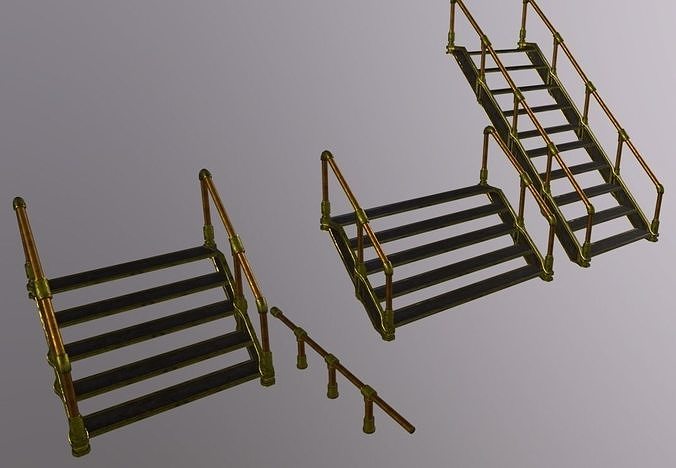Stairs Steel Low-poly 3D model