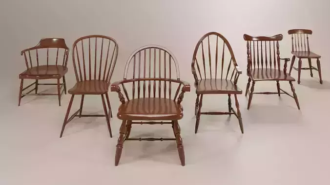 Windsor Chair Set 3D model