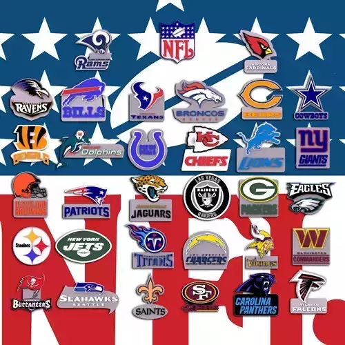 NFL all LOGOS keychan Printable an Renderable 3D print model NFL all LOGOS keychan Printable an Renderable 3D print model