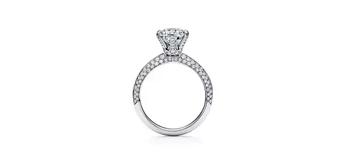 Pave Tiffany Setting Engagement Ring with a Pave Diamond 3D print model