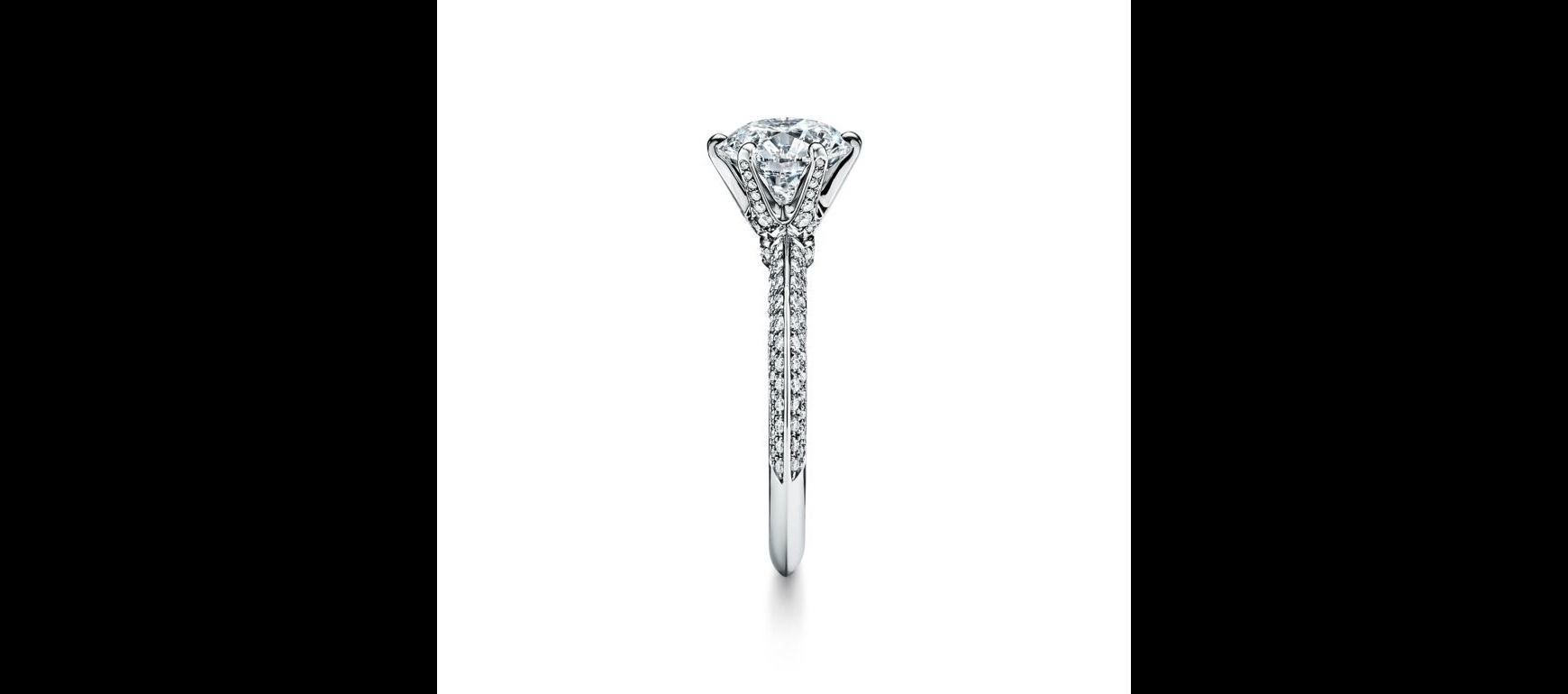 Pave Tiffany Setting Engagement Ring with a Pave Diamond 3D model 3D