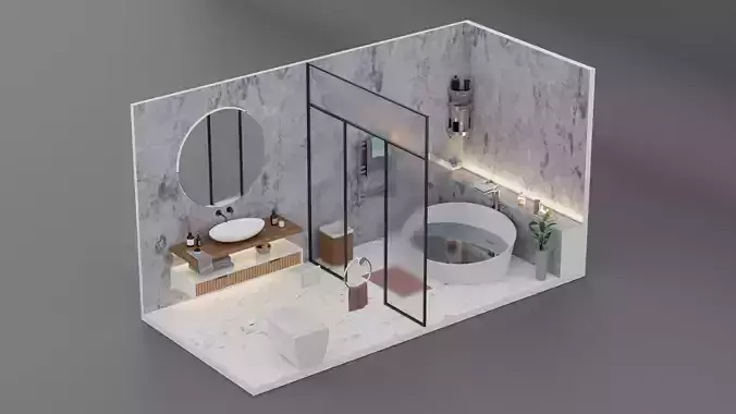 Bathroom isometric interior