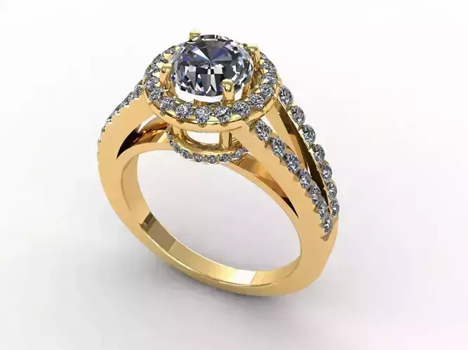 Halo Double Shank Diamond Ring