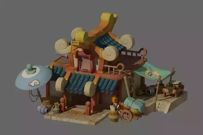 Cartoon Oriental architecture