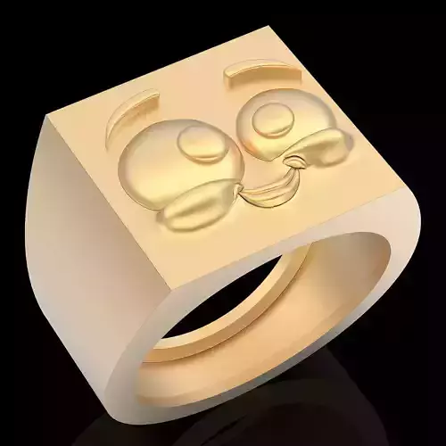 Emoji face comic ring silver gold jewelry 3D printable model 3D print model Emoji face comic ring silver gold jewelry 3D printable model 3D print model