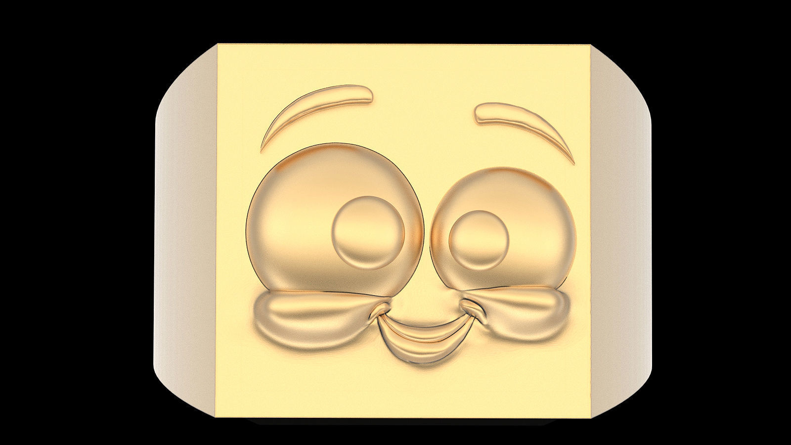 Emoji face comic ring silver gold jewelry 3D printable model 3D print model_3