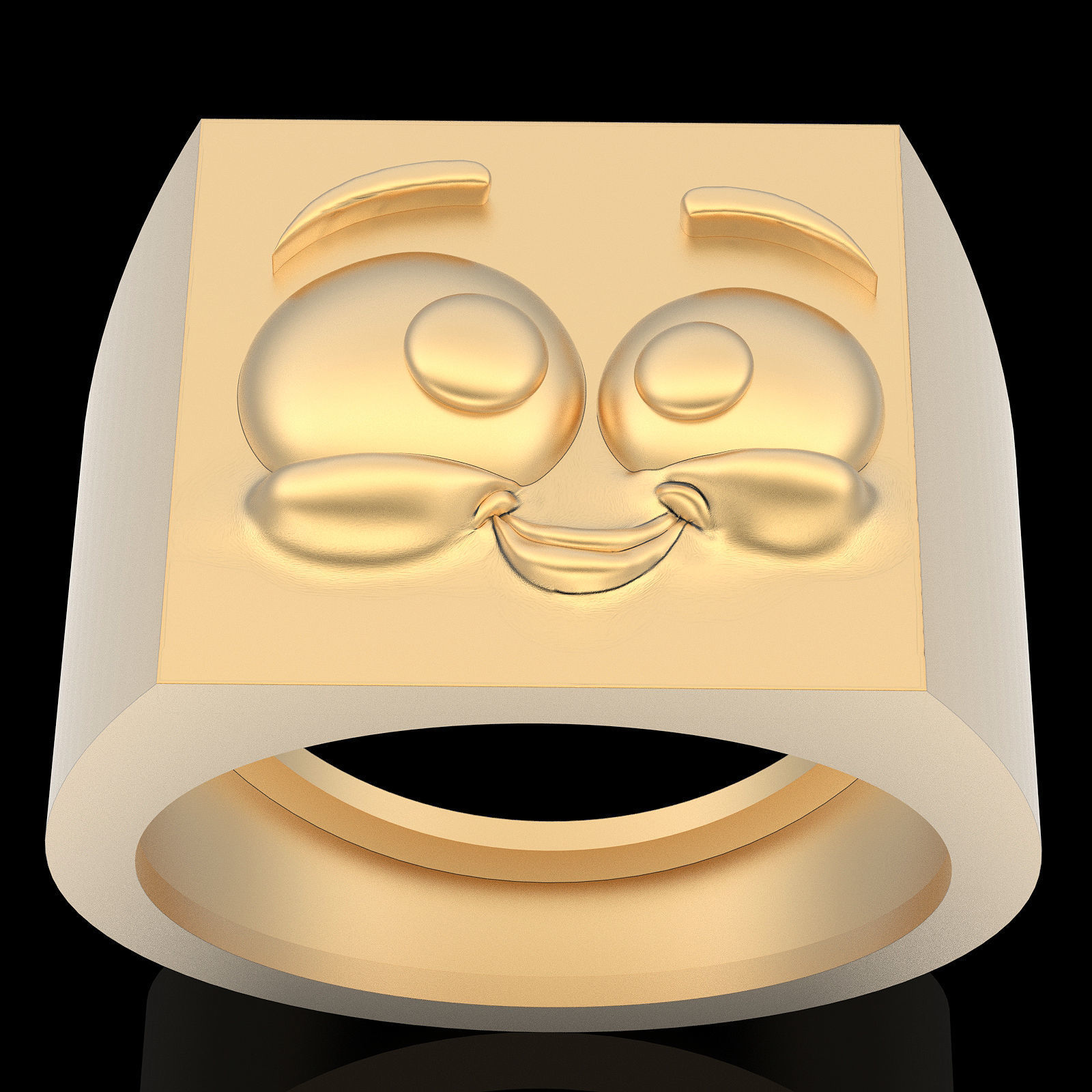 Emoji face comic ring silver gold jewelry 3D printable model 3D print model_4