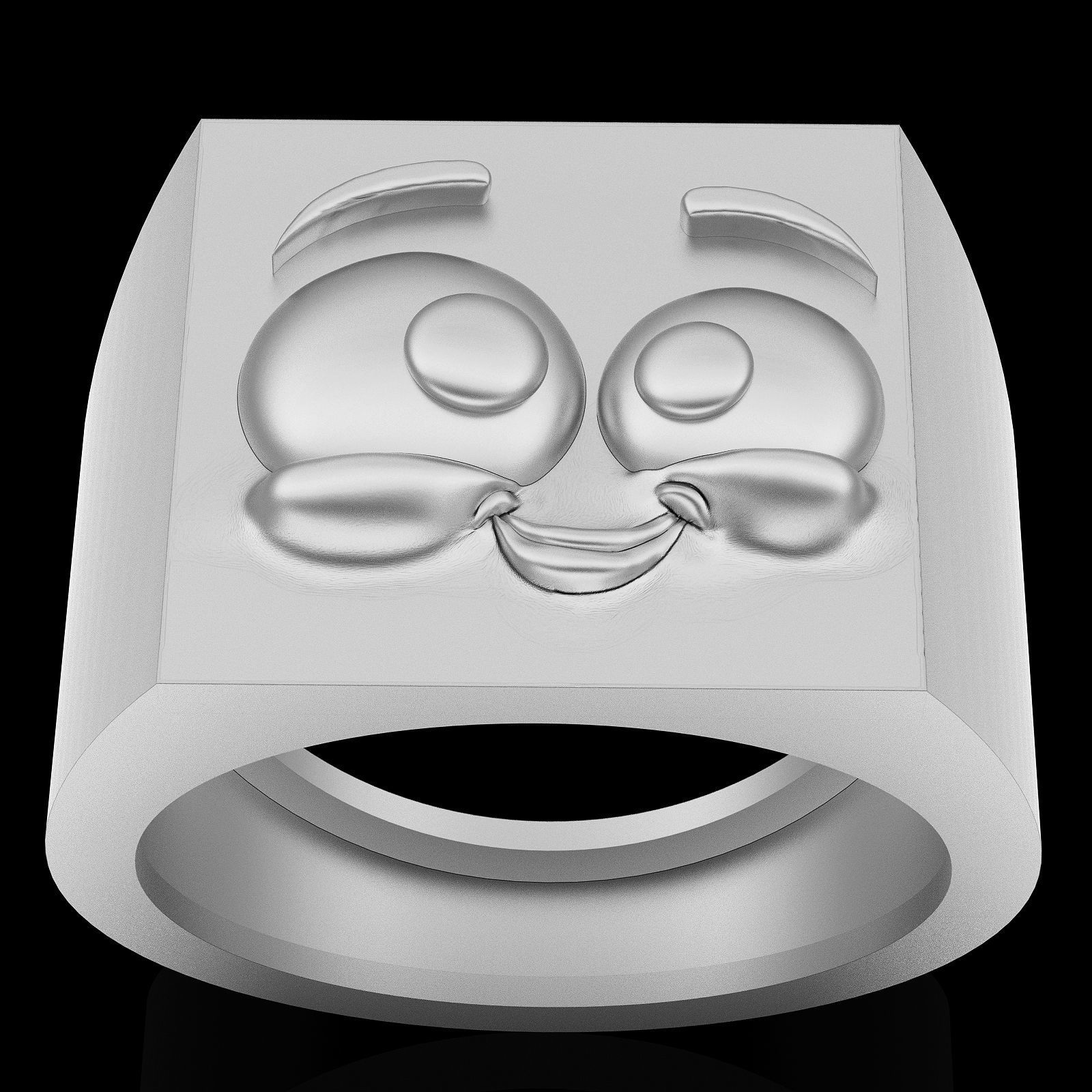 Emoji face comic ring silver gold jewelry 3D printable model 3D print model_1