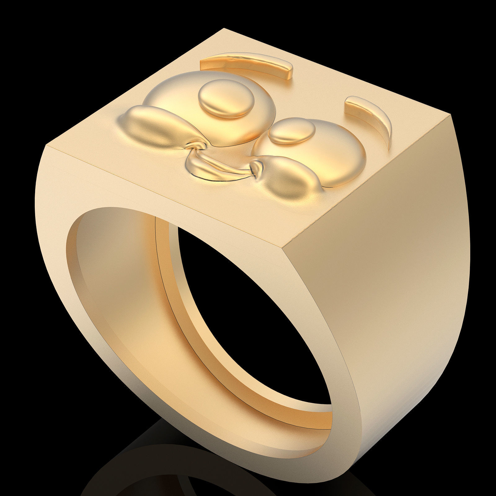 Emoji face comic ring silver gold jewelry 3D printable model 3D print model_2