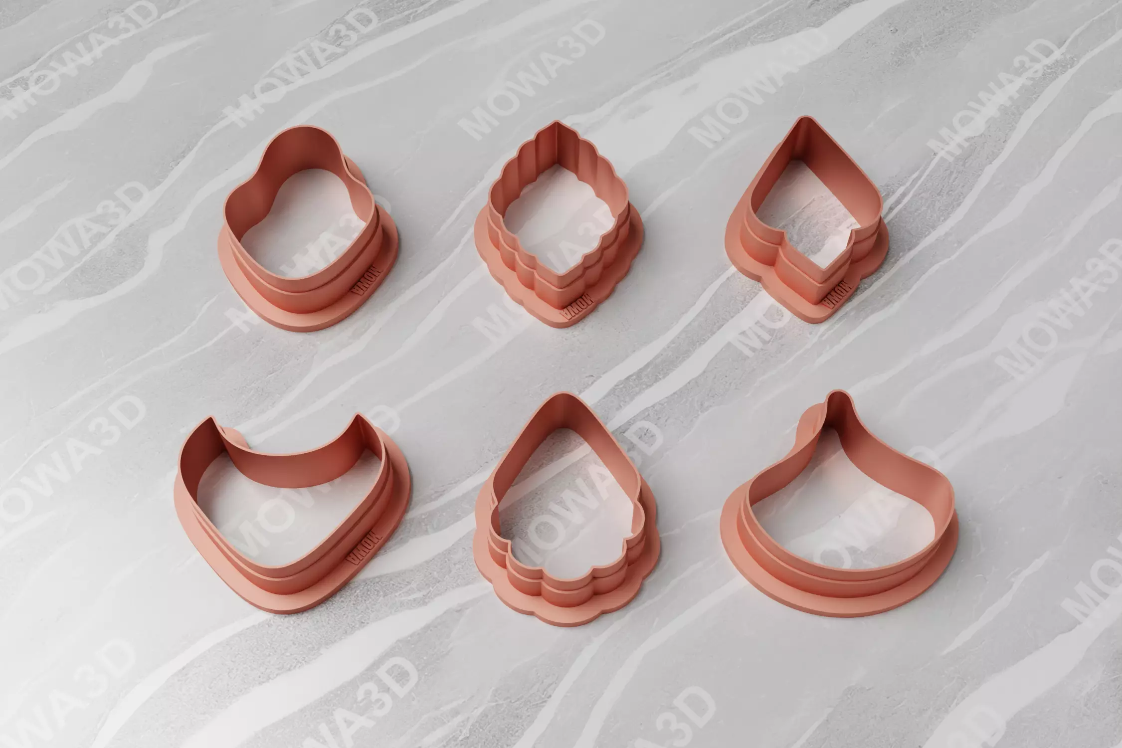 Clay cutter polymer earrings set of 06 pcs Free 3D print model