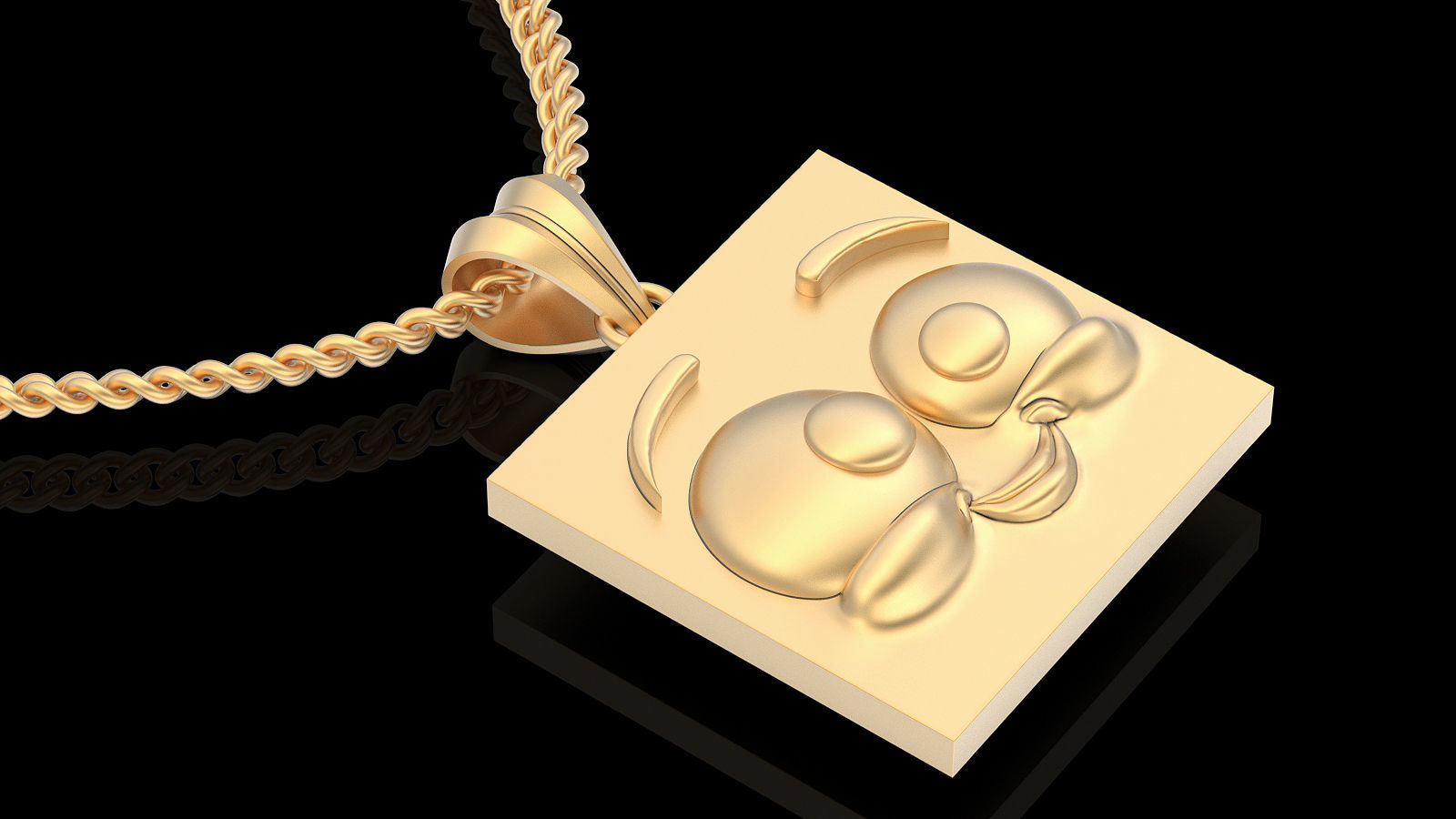 Emoji face comic pendant silver gold jewelry 3D printable model 3D print model_1