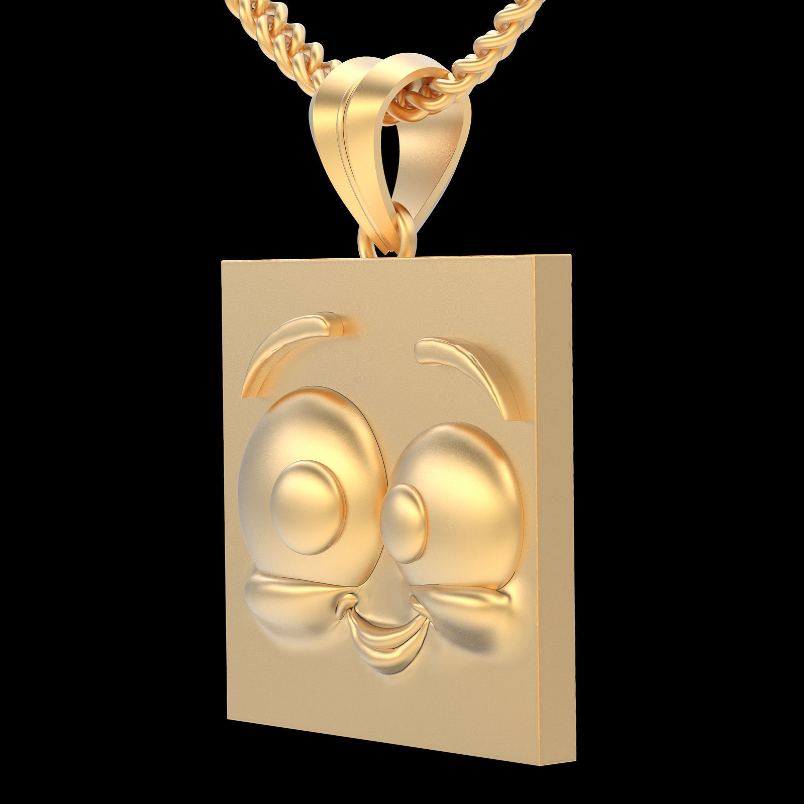 Emoji face comic pendant silver gold jewelry 3D printable model 3D print model_4