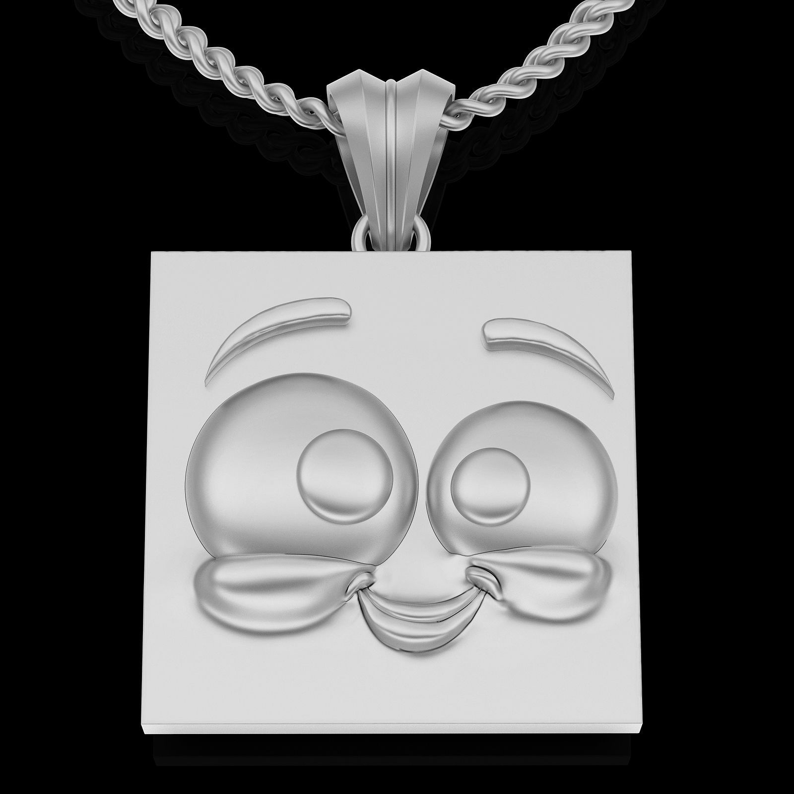Emoji face comic pendant silver gold jewelry 3D printable model 3D print model_3