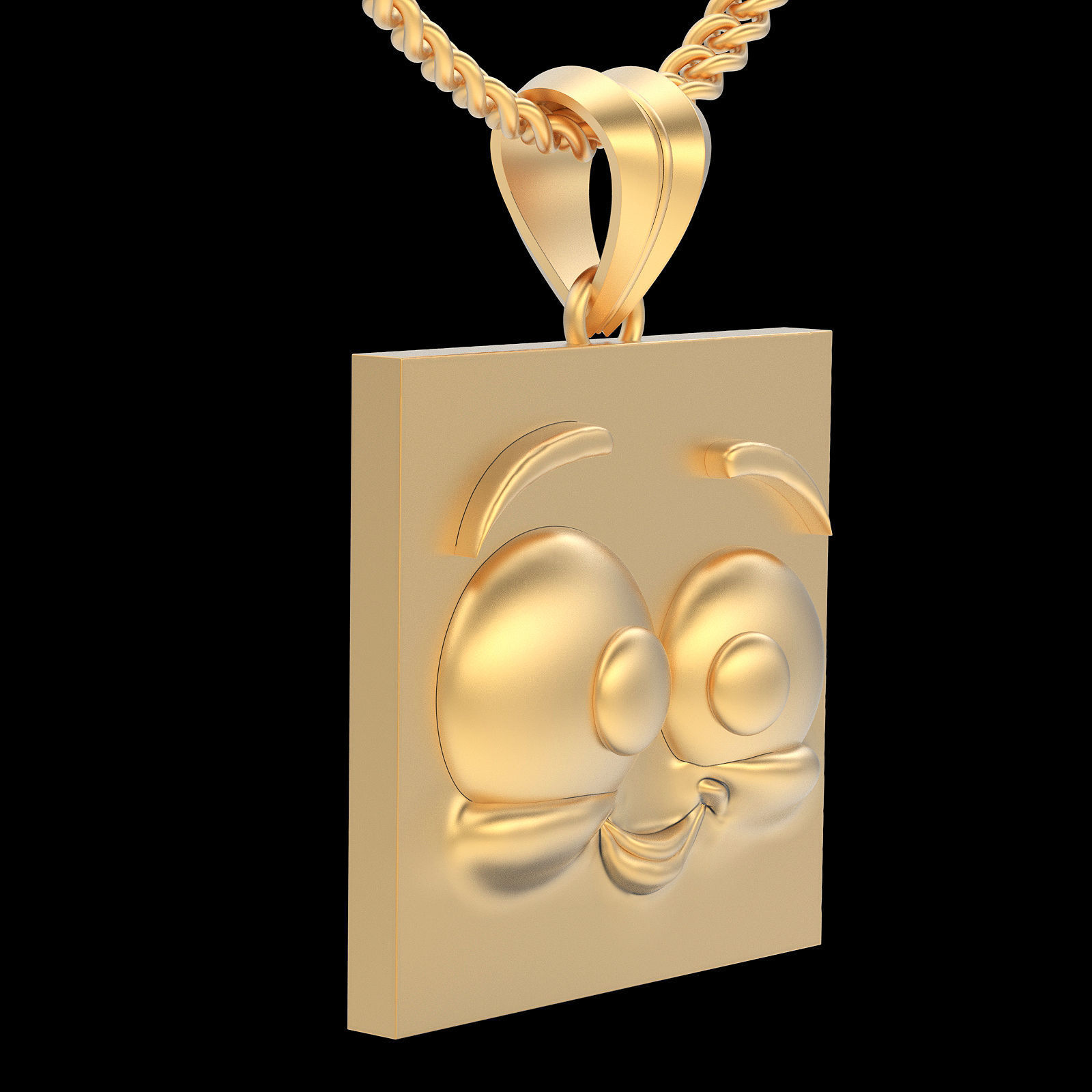 Emoji face comic pendant silver gold jewelry 3D printable model 3D print model_2