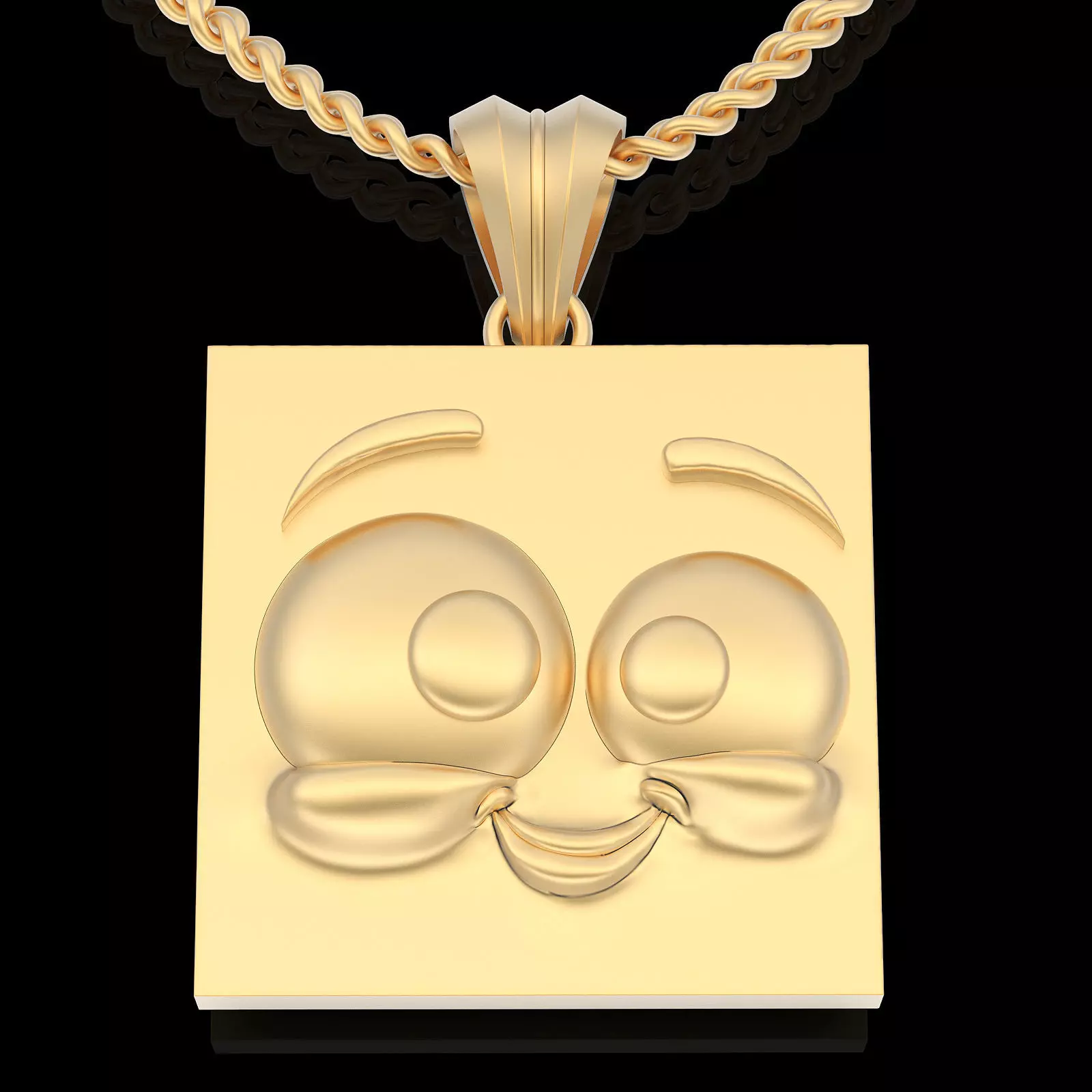 Emoji face comic pendant silver gold jewelry 3D printable model 3D print model_0