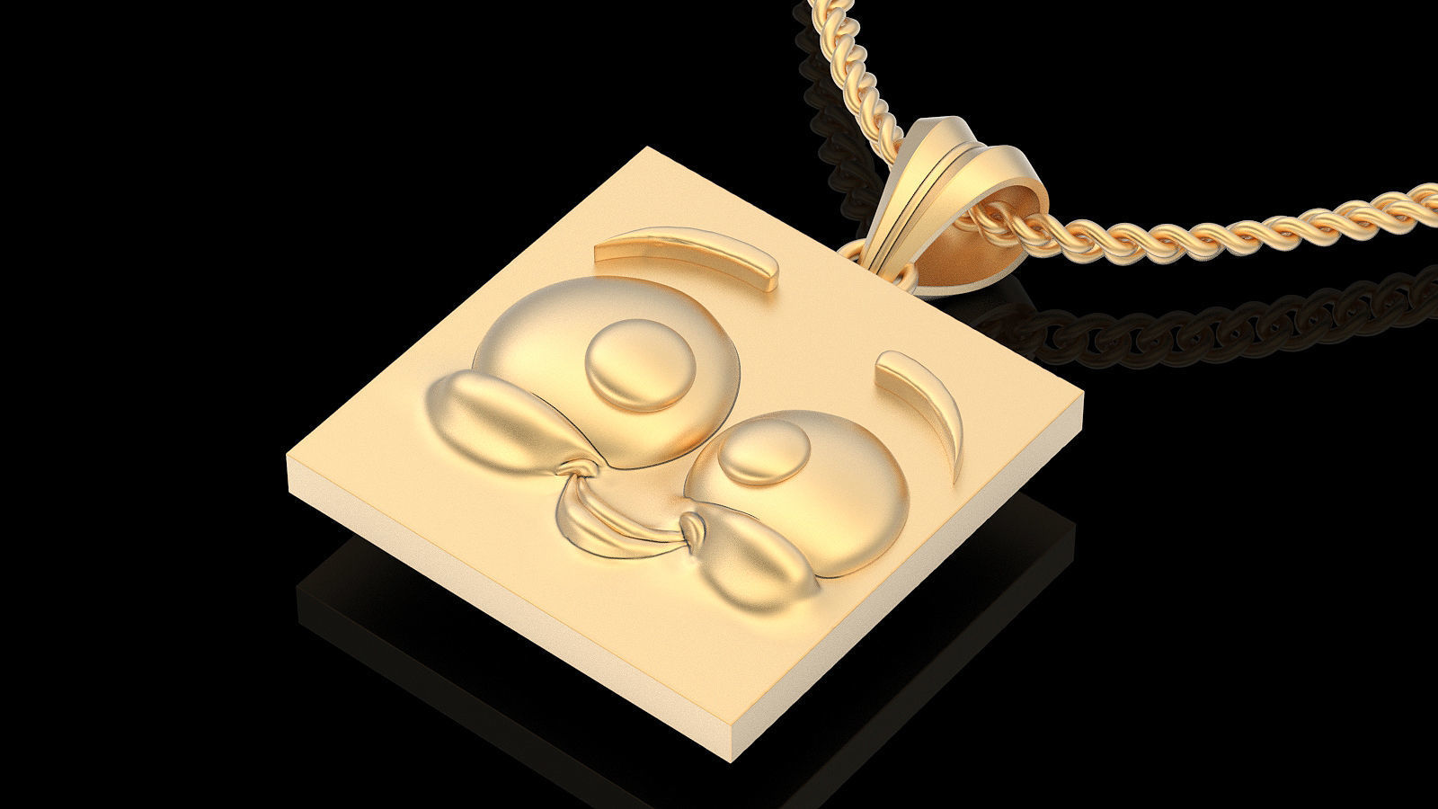 Emoji face comic pendant silver gold jewelry 3D printable model 3D print model_5