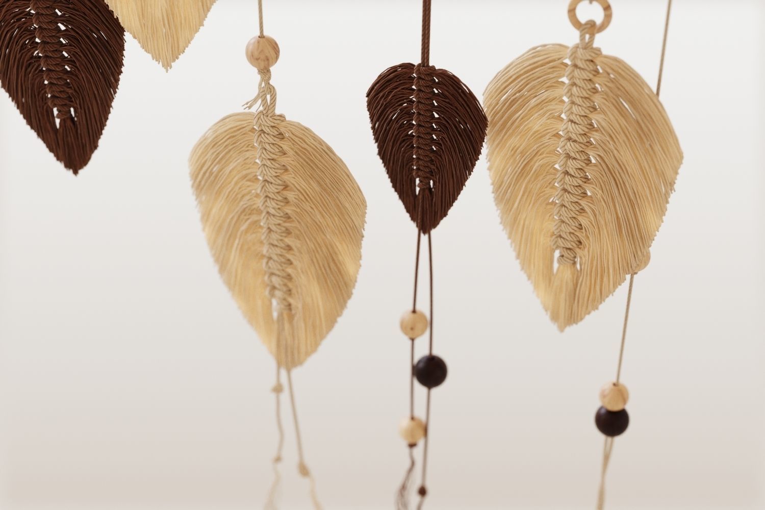 Macrame leaves on branch 3D model_6