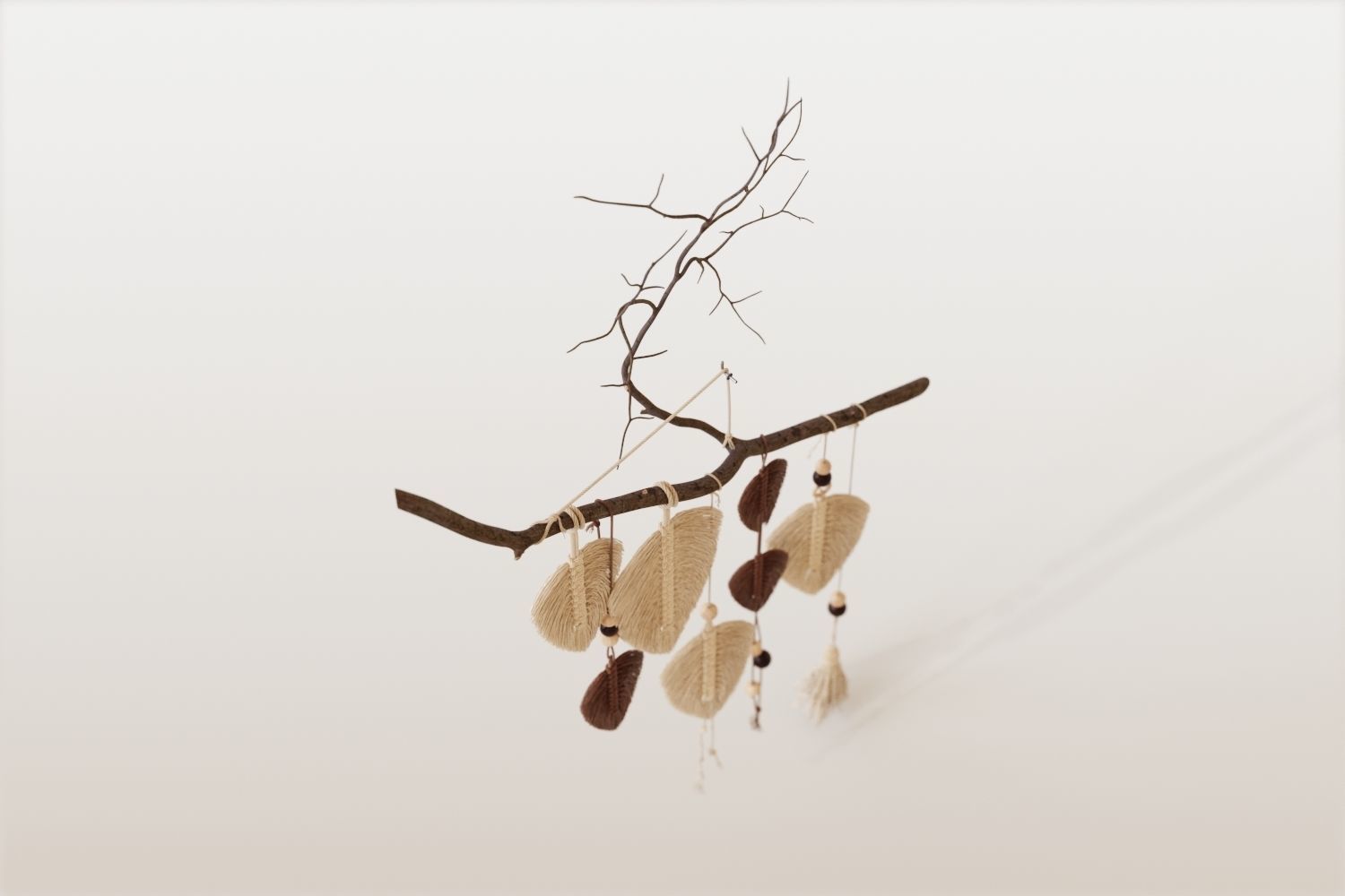 Macrame leaves on branch 3D model_2