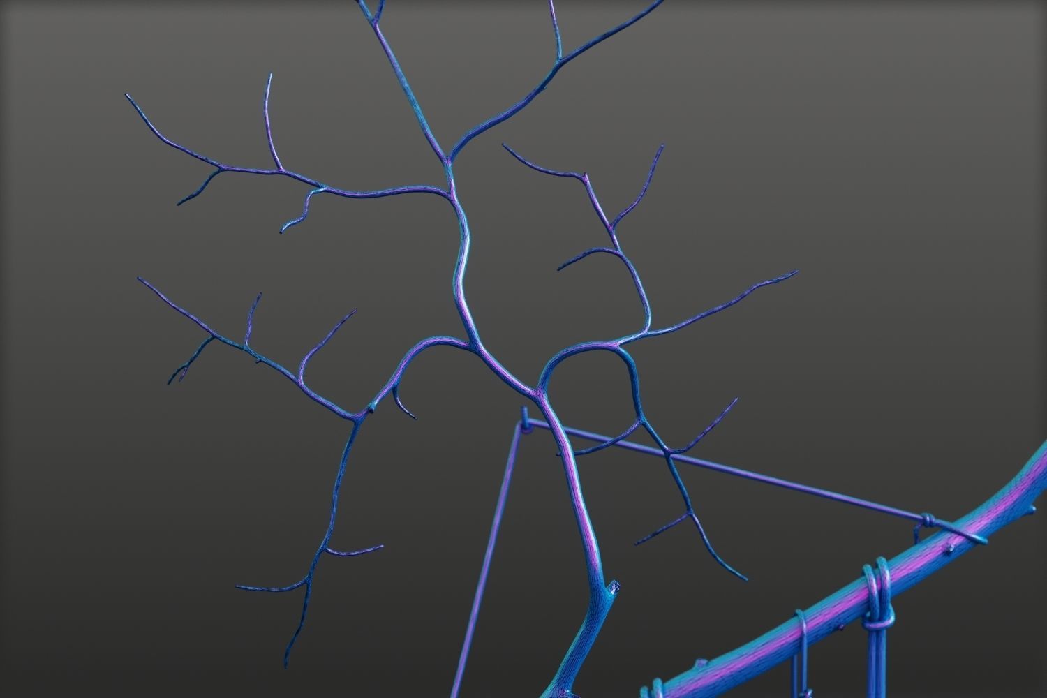 Macrame leaves on branch 3D model_15