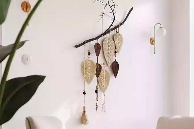 Macrame leaves on branch