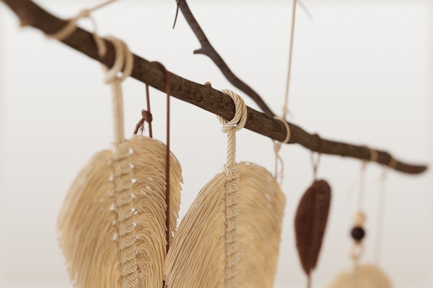 Macrame leaves on branch 3D model_4