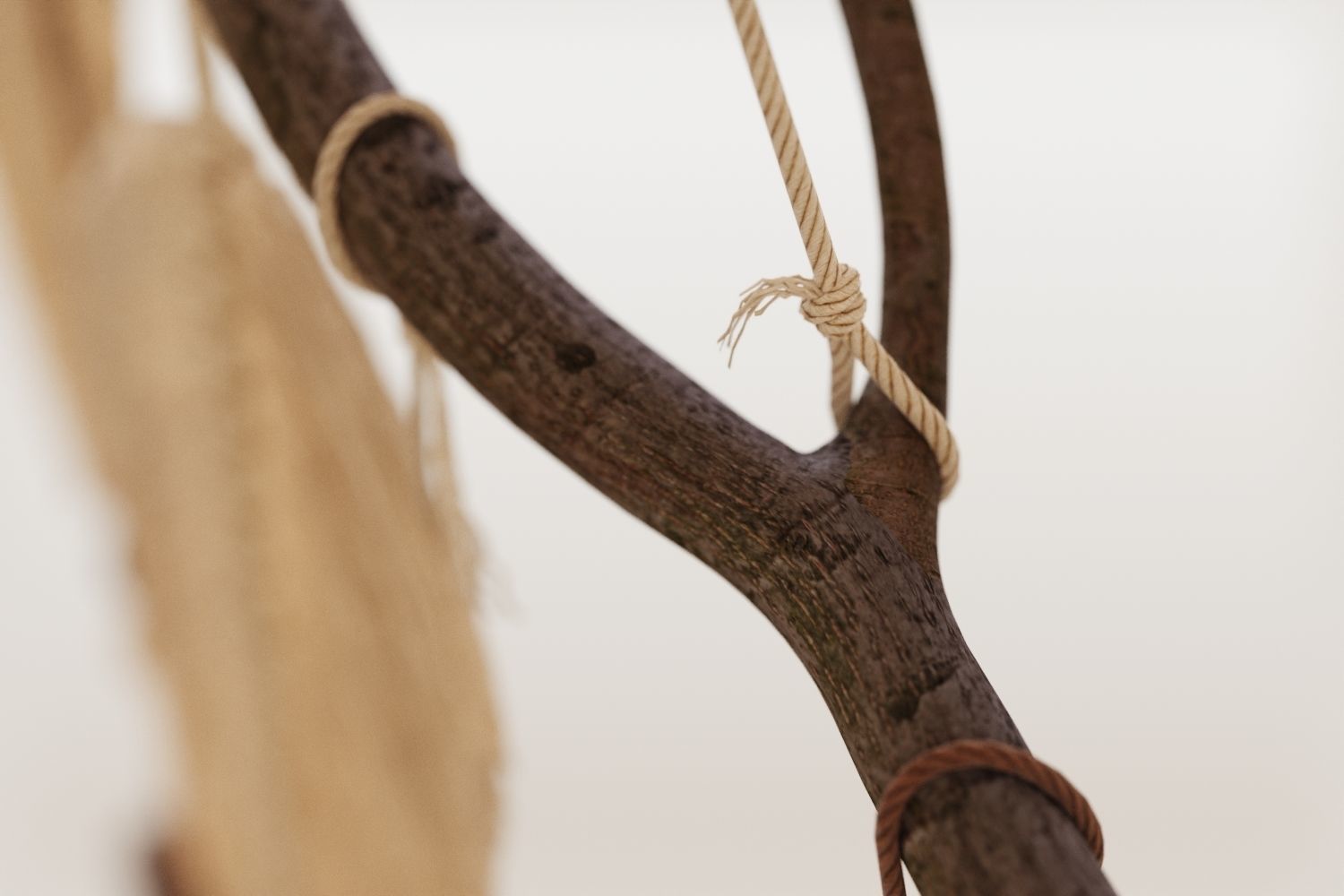 Macrame leaves on branch 3D model_8