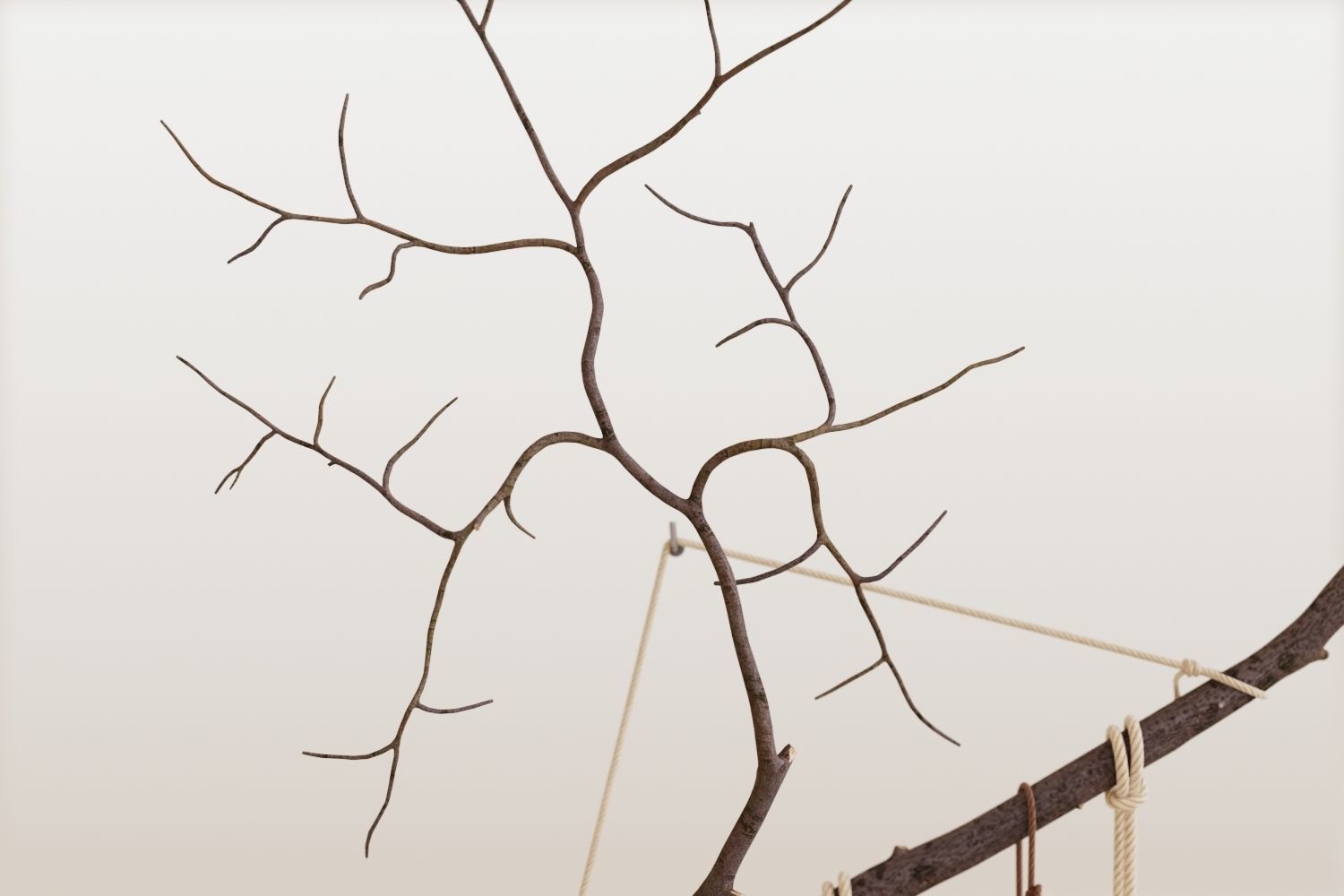 Macrame leaves on branch 3D model_5