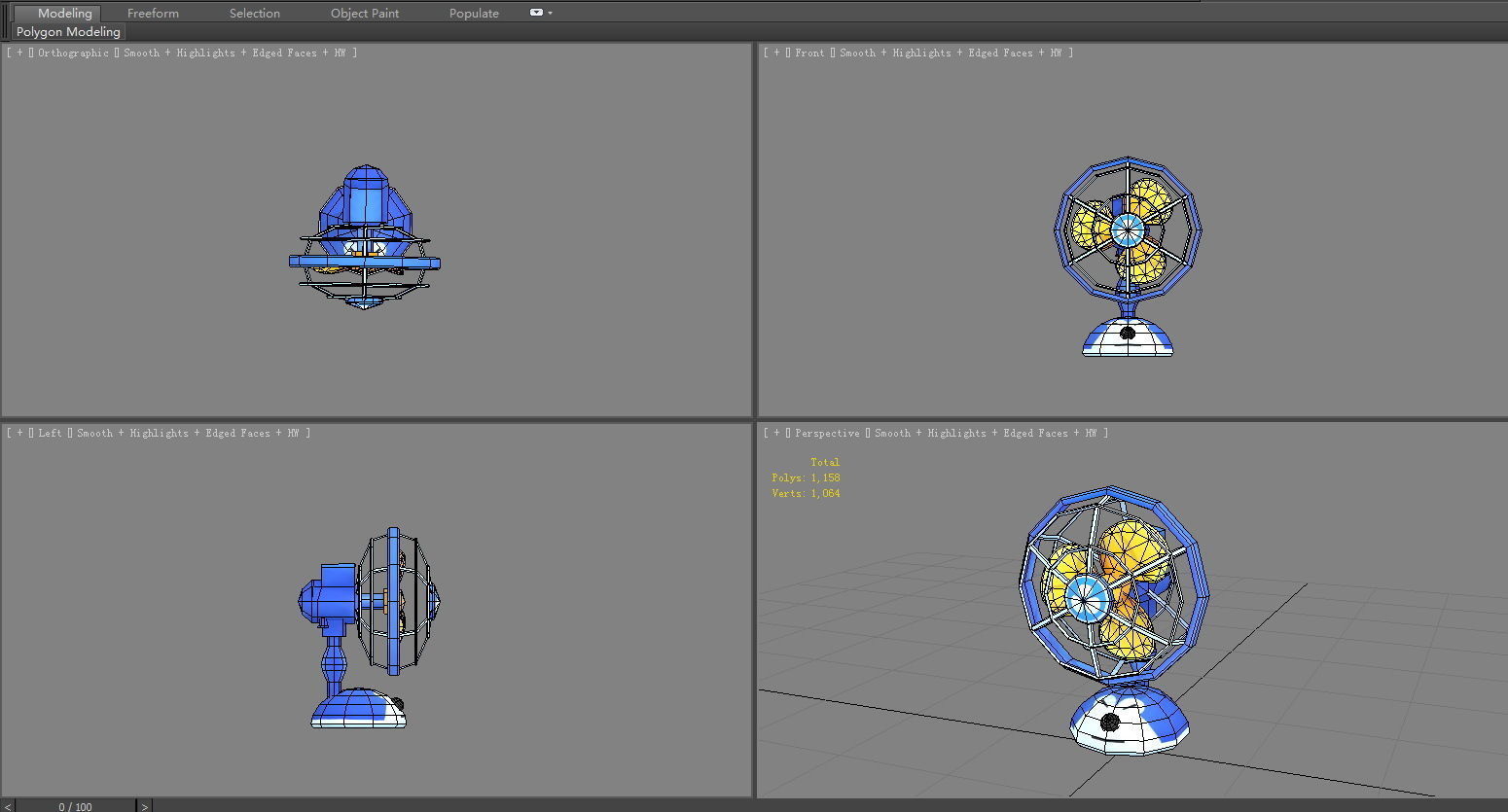 Cartoon electric fan Low-poly 3D model_5