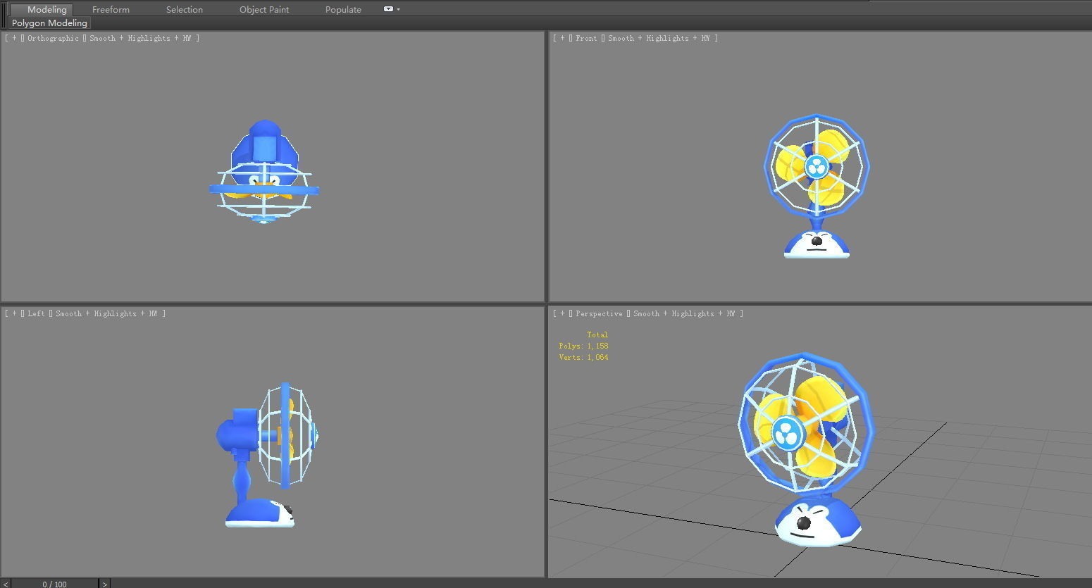 Cartoon electric fan Low-poly 3D model_4