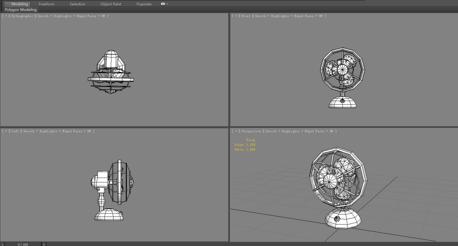 Cartoon electric fan Low-poly 3D model_6