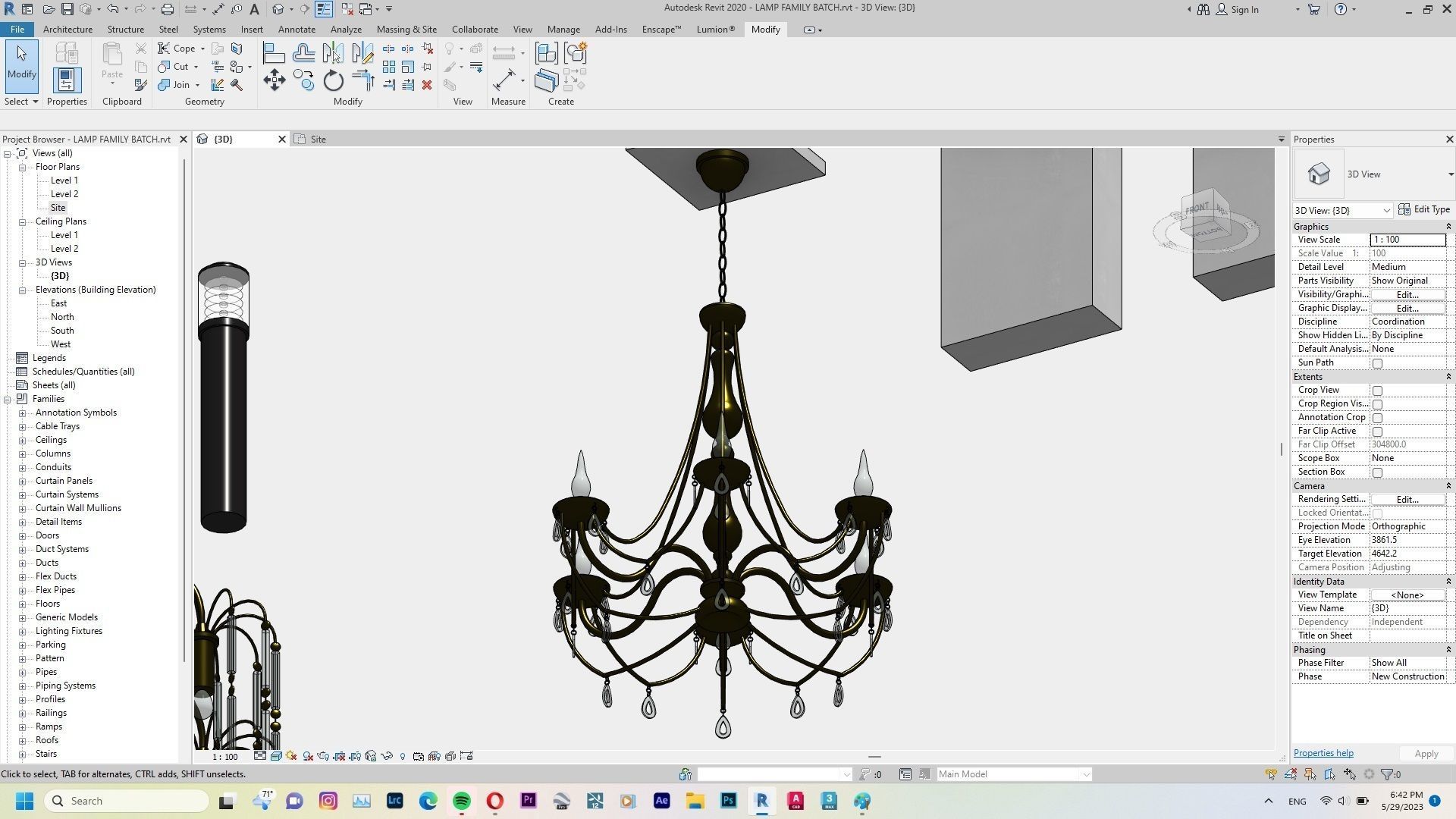 Lamp - Case - Hanging - Chandelier - Revit Family Interior 3D model_5