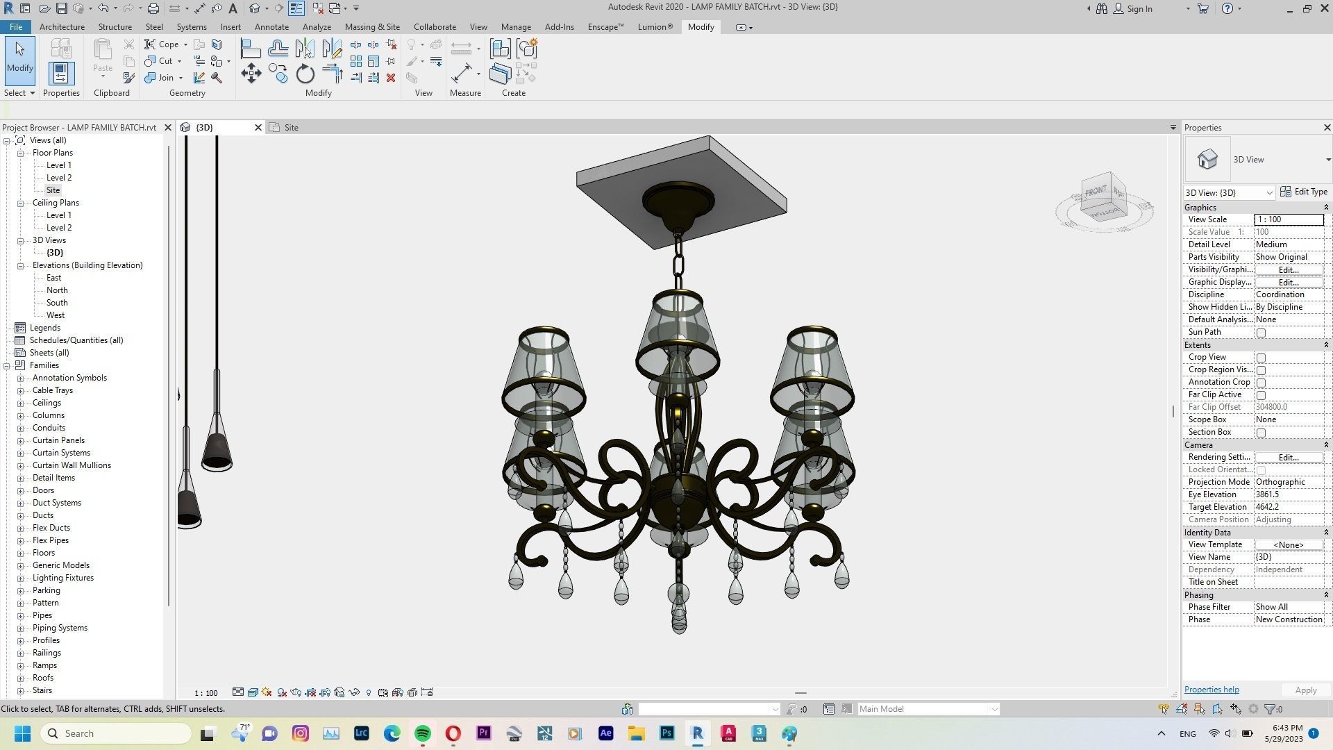 Lamp - Case - Hanging - Chandelier - Revit Family Interior 3D model_8
