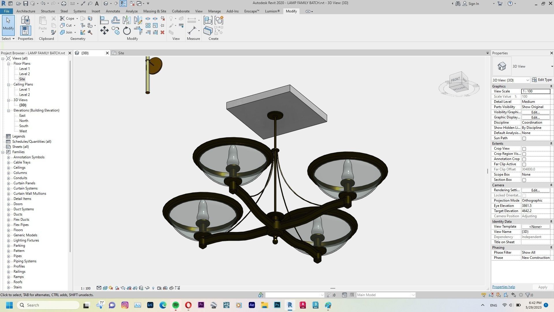 Lamp - Case - Hanging - Chandelier - Revit Family Interior 3D model_6