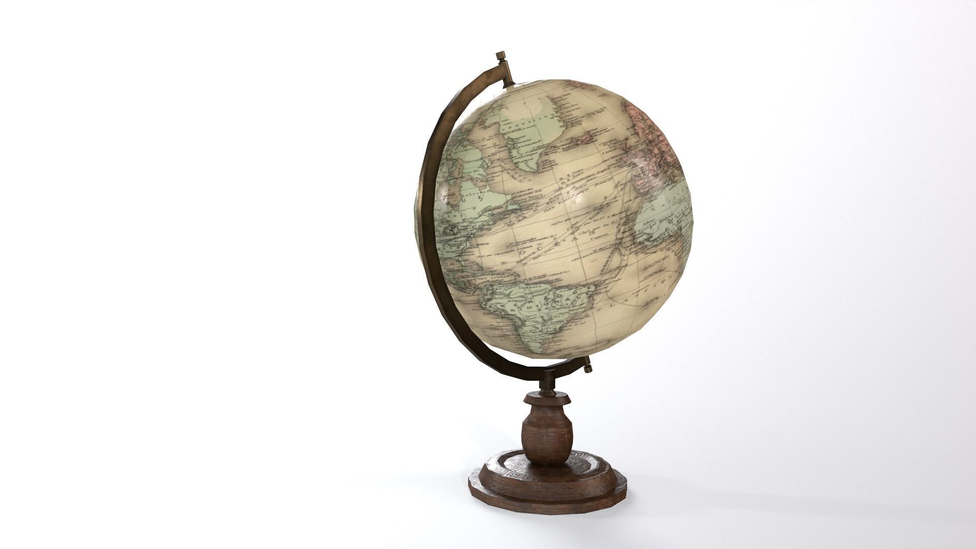 1930 Globe Low-poly 3D model_4